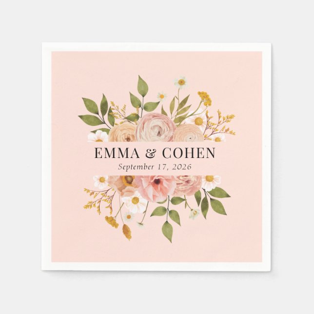 Serviette En Papier Joli mariage de jardin fleuri (Devant)