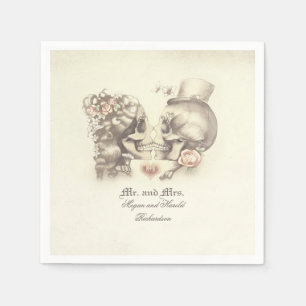 Serviette En Papier Joli Mariage en couple crâne