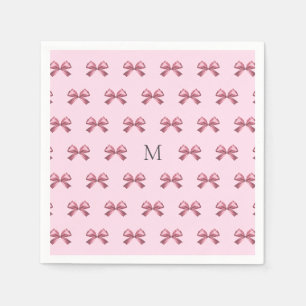 Serviette En Papier Joli Monogramme en satin rose rose