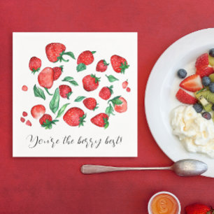 Serviette En Papier Joli motif aquarelle de fraise rouge pun fruits
