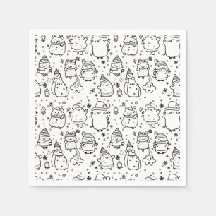 Serviette En Papier Joli motif de Noël en hiver à dessiner (5)