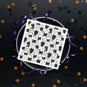 Serviette En Papier Joli motif d'Halloween de chat noir pour les amour
