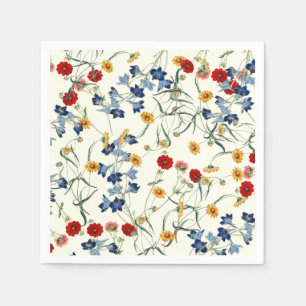 Serviette En Papier Joli Motif Fleur sauvage Vintage en blanc