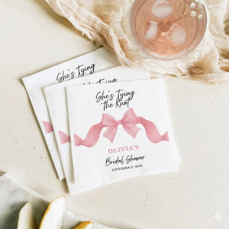 Serviette En Papier Joli Nœud Rose Elle Se Marie Shower de Fiançailles