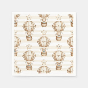 Serviette En Papier Joli ours en peluche montgolfière motif neutre 5
