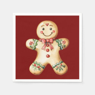 Serviette En Papier Joli pain d'épice rouge de Noël