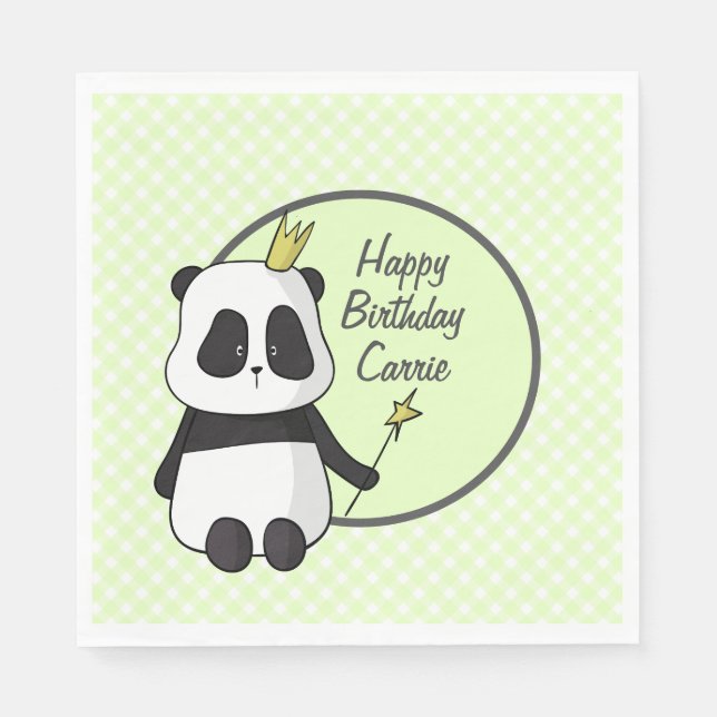 Serviette En Papier Joli Panda d'anniversaire (Devant)