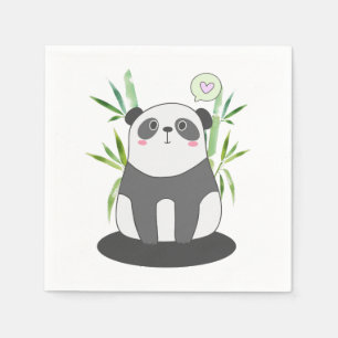 Serviette En Papier Joli panda noir et blanc dans le bambou