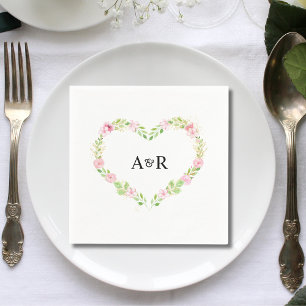 Serviette En Papier Joli Papier Mariage Floral Minimaliste Rustique Vé