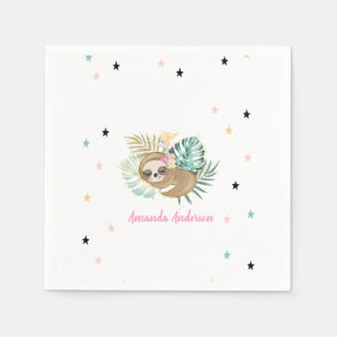 Serviette En Papier Joli paresseux endormi,Étoiles,Princesse