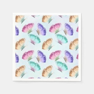 Serviette En Papier Joli Pastel Colours Motif à papillon aquarelle