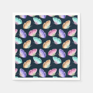 Serviette En Papier Joli Pastel Colours Motif à papillon aquarelle