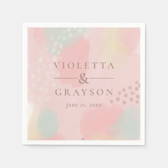 Serviette En Papier Joli Pastel Rose Art Moderne (Devant)