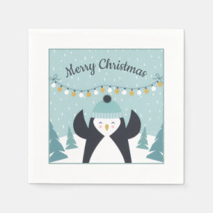 Serviette En Papier Joli Penguin Winter Art Joyeux Noël