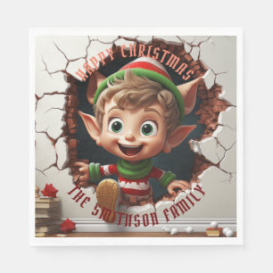 Serviette En Papier Joli Petit Elfe Noël 3D