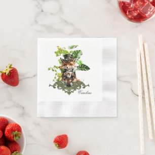 Serviette En Papier Joli petit renard steampunk