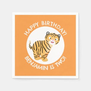Serviette En Papier Joli petit tigre personnalisé dessin animé anniver