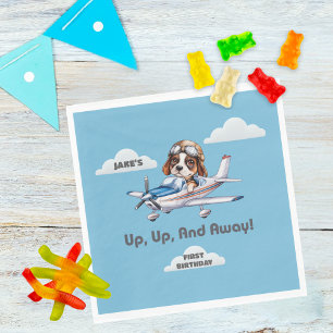Serviette En Papier Joli pilote de chien & avion Cessna, Voyage, Premi