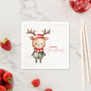 Serviette En Papier Joli renne de bois Elfe de Noël