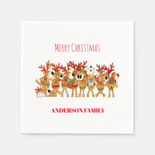 Serviette En Papier Joli Renne De Noël Qui Chante