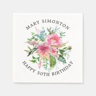 Serviette En Papier Joli rose Peony Floral 50e anniversaire