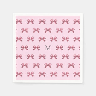 Serviette En Papier Joli Ruban Satiné Rose Monogramme Féminin