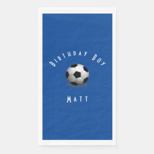 Serviette En Papier Joli Soccer Anniversaire Garçon Bleu et Blanc