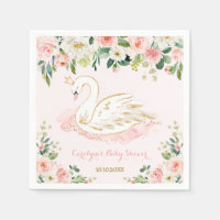 Joli Swan Princess Baby shower Rose aquarelle