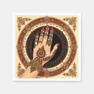 Serviette En Papier Joli Tatouage au henné Mehndi Main