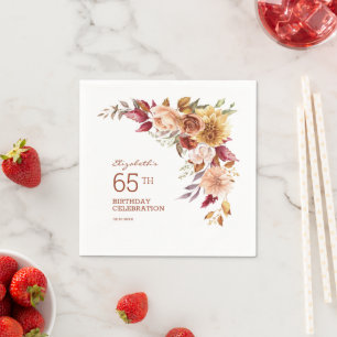 Serviette En Papier Joli Terracotta Automne Floral Botanique Anniversa