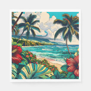Serviette En Papier Joli thème Hawaiian Island