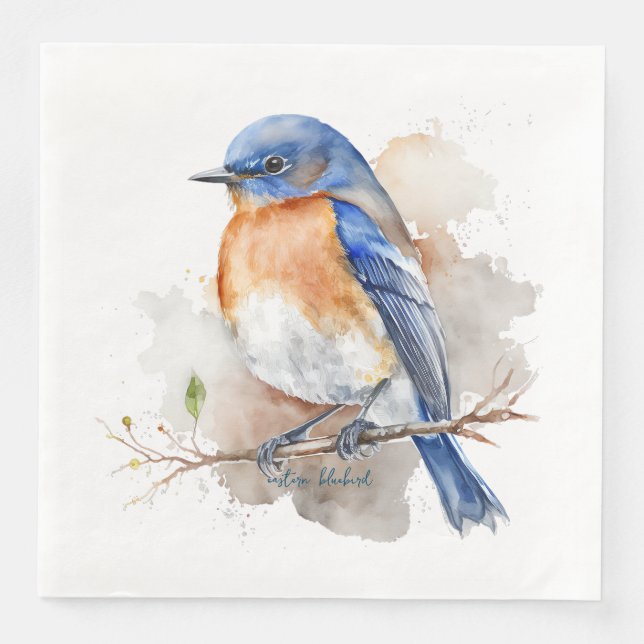 Serviette En Papier Jolie Aquarelle Bleue Orientale Orange Bleue (Devant)