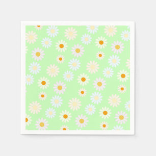Serviette En Papier Jolie aquarelle colorée Motif marguerite vert