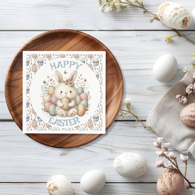 Serviette En Papier Jolie aquarelle Lapin Pâques (Cute watercolor Bunny Easter Napkin)