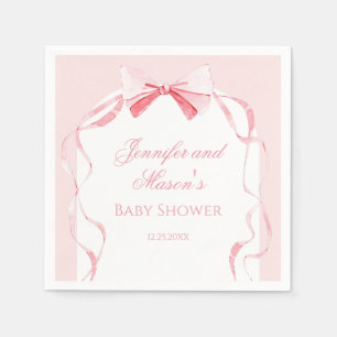Serviette En Papier Jolie aquarelle rose arc ruban bébé fille douche
