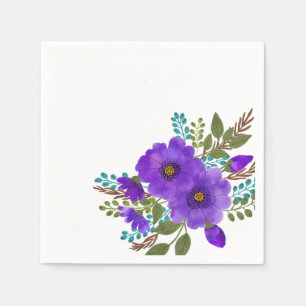 Serviette En Papier Jolie Aquarelle violette Fleurs