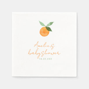 Serviette En Papier Jolie Baby Shower Aquarelle Orange