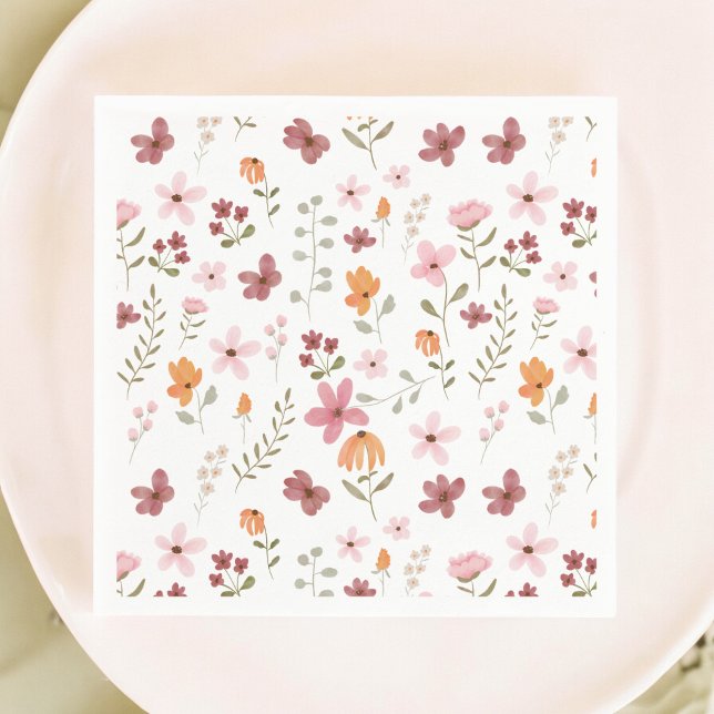 Serviette En Papier Jolie baby shower bohème champêtre petite fleur sa (Cute boho meadow little wildflower bridal shower napkins)