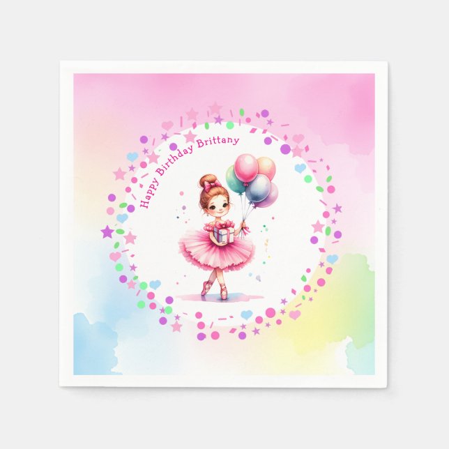Serviette En Papier Jolie Ballerina rose Fête d'Anniversaire (Devant)