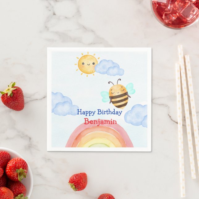 Serviette En Papier Jolie bee bee bee fête d'anniversaire (En situation)