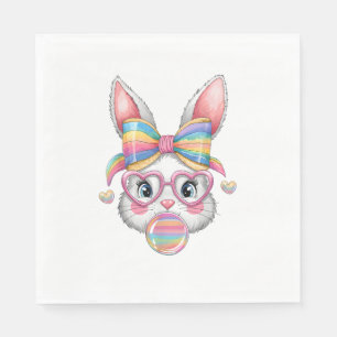 Serviette En Papier Jolie Bunny Visage Coquette Bow Girls Femmes Pâque