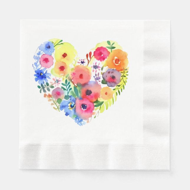 Serviette En Papier Jolie couronne fleurie aquarelle Art (Devant)
