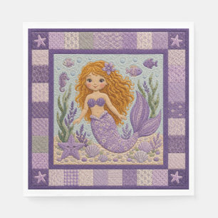 Serviette En Papier Jolie courtepoint de sirène violette