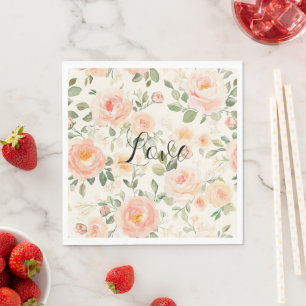 Serviette En Papier Jolie crème pêche florale Baby Shower