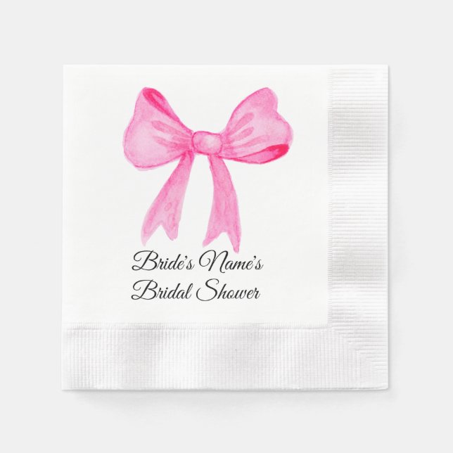 Serviette En Papier Jolie dans Pink Bow nuptiale de douche Invitation (Devant)