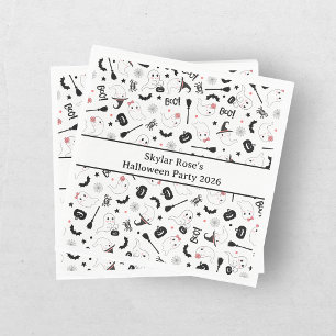 Serviette En Papier Jolie Fantôme Effrayant Halloween Fille Rose