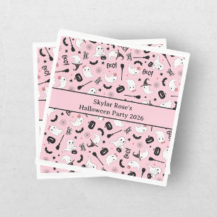 Serviette En Papier Jolie Fantôme Spooky Halloween Fille Rose