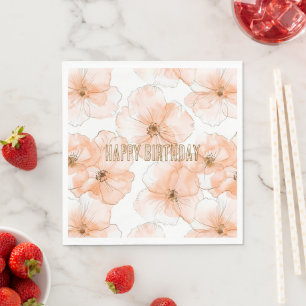 Serviette En Papier Jolie Fête d'anniversaire aux fleurs de pêche