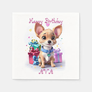 Serviette En Papier Jolie Fête d'Anniversaire de Chihuahua Féminin et