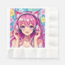 Jolie fête d'anniversaire de fille d'Anime rose